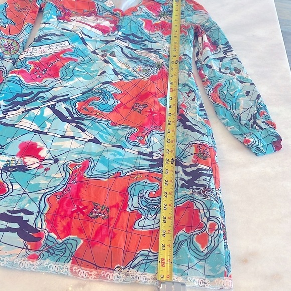 Lilly Pulitzer X Marks Spot 100% Silk dress map boat Size 0 - Picture 7 of 12